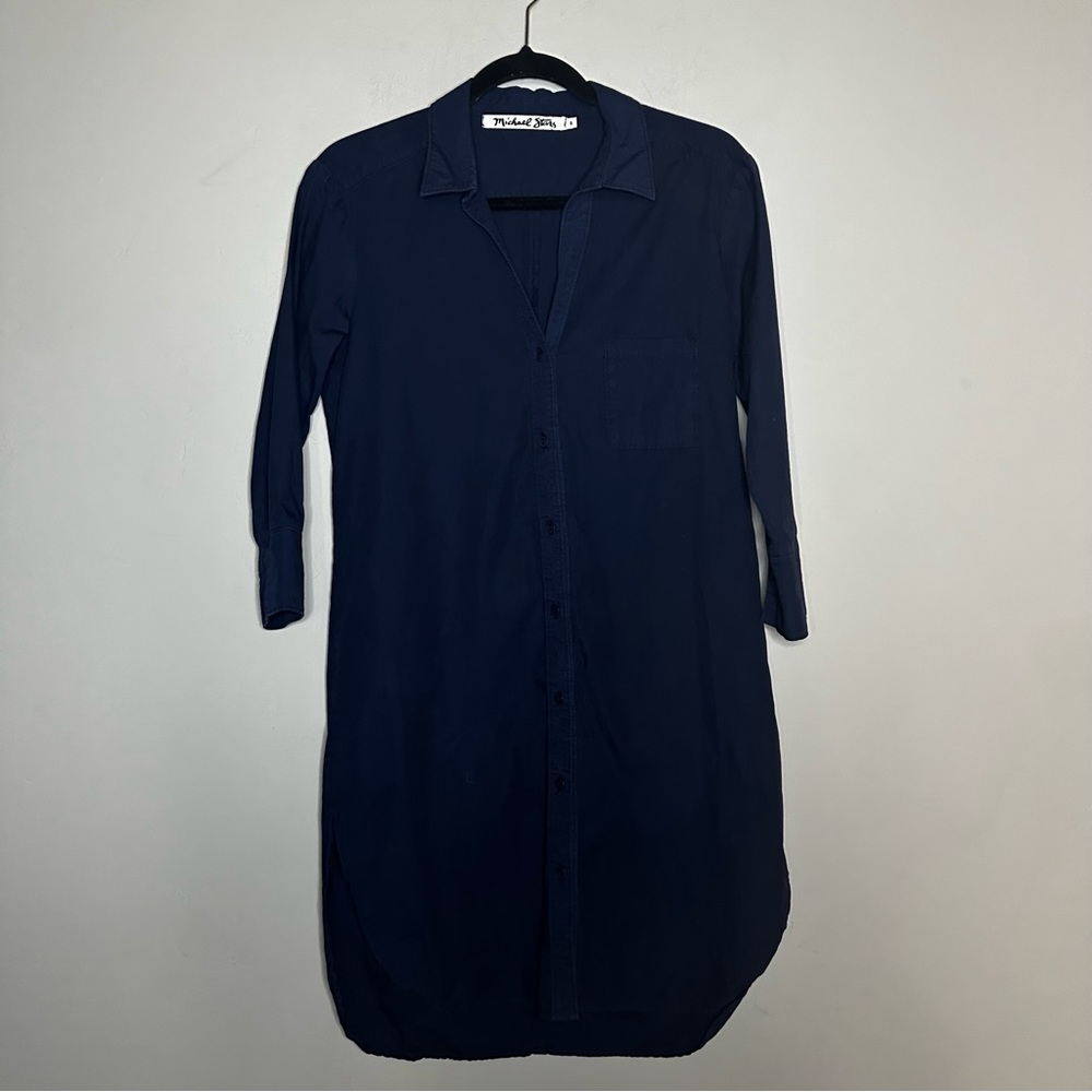 Michael Stars |Small Navy cotton Shirt dress - Picture 6 of 9